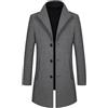 Allthemen Trench da Uomo Colletto alla Coreana Cappotto di Lana Casual Coat Lungo Invernale Cappotto Monopetto 802# Grigio Chiaro L