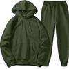 YOUYING Tuta sportiva da uomo, 2 pezzi, a maniche lunghe, felpa con cappuccio e pantaloni della tuta, casual, per allenamento e jogging, C # Verde militare, Large