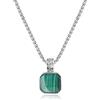 COAI Collana da Uomo in Acciaio Inox con Ciondolo Quadrato in Pietra Malachite Naturale 60cm