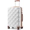 British Traveller Valigia Grande Trolley 74,5CM Valigie Rigida ABS+PC con Rotelle Girevoli e TSA Lucchetto (28pollici, Bianco)