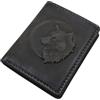 myledershop Piccolo Portafoglio in Vera Pelle di Bufalo Completa / Portamonete / Portafoglio in Formato Verticale con Goffratura 3D e Protezione RFID e NFC, goffratura 3D lupo / grigio vintage