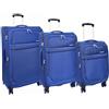 House Of Leather Valigia morbida a 8 ruote Spinner espandibile leggera bagaglio Quito, Marina Militare, Set of 3 (C,M,L), Bagagli