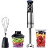 Avilia Frullatore ad Immersione 4-in-1 con Design Antischizzo - Multifunzione: 20 Velocità, Lame in Acciaio Inox, Grigio, 23x24x28cm, 220V, 1200W