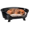 Ferplast Cuccia Cane e Gatto con Cuscino in Cotone, Cuccia Rialzata per Cani, Lettino per Cani Gatti da Interno, Traspirante e Antiscivolo, THRONE 70,5 x 52 x h 28,5 cm, Nero