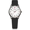 WENGER City Sport - Orologio da polso da donna, diametro di 34 mm, made in Switzerland, orologio analogico al quarzo, impermeabile fino a 50 m di profondità, cinturino in silicone, bianco / nero