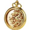 TREEWETO Orologio da taschino meccanico da uomo, con scheletro, drago cavo, con catena e scatola, Oro, Antico