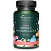 Vegavero Omega 3 VEGAN | + Vitamina D3, K2, E, A | DHA + EPA | con olio di alghe Premium Life's™ OMEGA Pressato a Freddo | Vitamine ADEK | 60 capsule vegane | Vegavero®