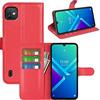 Fertuo Cover per Wiko Y82, Custodia Portafoglio Cover a Libro in Pelle Flip Case con Silicone Bumper, Fibbia Magnetica, Porta Carte, Kickstand, per Wiko Y82, Rosso