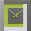 CalleaDesign - Orologio da parete quadrato Stripes 36x36 [Verde mela, Bianco, Alluminio, Grigio Quarzo]