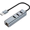 SCHITEC Adattatore USB Ethernet, Hub 4 Porte (3 USB 2.0 e 1 Porta LAN RJ45) 100M Gigabit per MacBook, Mac OS, iMac, Windows, Chrome, Surface, XPS
