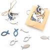 Logbuch-Verlag 24 bomboniera ciondoli forma di pesce azzurro blu bianco legno decorazione marittima bagno festa tavolo battesimo