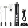 RUNQIN OUTDOOR Frullino Montalatte USB Ricaricabile Elettrico 3 Velocità Regolabile, Frusta con 3 Frullino Schiuma Cappuccinatore Acciaio Inox, Schiumatore per Cappuccino/Matcha/Caffè Schiumoso/Latte/Panna/Uova