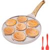 Bobikuke Padella Pancake Smile, Pancake Piastra Antiaderente 7 Fori Padella Frittata Piatto Colazione per Bambini 26 cm - Bianco
