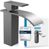 Bächlein Rubinetto da bagno Tamina a cascata, miscelatore monocomando con cartuccia in ceramica resistente e set di montaggio, colore: antracite