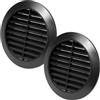 Vent Systems 2 pezzi 90 mm nero copertura di ventilazione - prese d'aria rotonde - copertura griglia - protezione insetti integrata - prese d'aria HVAC per bagno, ufficio, cucina