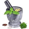 Relaxdays Mortaio e Pestello in Marmo, HxD: 10 x 10,5 cm, Macina Erbe e Spezie, Pesto Genovese e Cocktail Mojito, Grigio, 10.5 x 10.5 x 10.5 cm