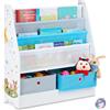Relaxdays Porta Giochi Bambini, Motivi di Animali, 2 Scatole, 3 Scomparti, Scaffale Libreria, HLP 74x71x23 cm, Colorato