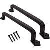 LONTAN 2 maniglie per porte scorrevoli, colore nero, 203 mm, distanza tra i fori, colore nero, maniglie in ferro battuto, per mobili, porta del balcone, esterno nero, maniglie per cancello da giardino