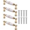 ZONADAH Set di 4 maniglie in ceramica, distanza tra i fori 96 mm, maniglie in ceramica bianca, per armadio, cassettiera