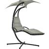 Outsunny Poltrona Sospesa da Giardino con Tettuccio Orientabile a Protezione UV, Sedia a Dondolo Sospesa Imbottito per Esterno, Grigio 190x115x190 cm