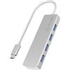 ICY BOX - Hub USB-C a 4 porte con 4 porte USB 3.0, connettore USB 3.0, in alluminio, cavo integrato, colore: Argento/Bianco