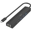 Hama - Hub USB Type C, 3 porte USB A 3.2 gen 1, 1 x USB Type C Power Delivery 100 W, HDMI Ultra HD 4K, LAN Gigabit Ethernet