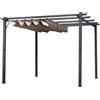 VivaGarden Pergola da Giardino 3x3 mt con Tettuccio Retrattile Anti UV e Telaio in Alluminio colore Grigio - A1674BKAO66