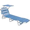 Brixo Lettino Prendisole Mare Professionale Pieghevole Spiaggia Giardino Sandwich Top in Alluminio con Tettuccio Parasole colore Blu - SANDWICHTOP22