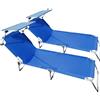 Buybuy Coppia di Lettini Prendisole Mare Professionale Spiaggia Giardino Pieghevole con Tettuccio Parasole in Alluminio e Textilene colore Blu - PCA001B Procida