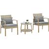 VivaGarden Salotto da Giardino in Rattan con 2 Poltroncine con Cuscini e Tavolino in Vetro colore Marrone/Grigio - 93U0LR