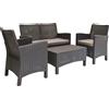 Galileo Salotto da Giardino Set da Esterno 4 Pezzi Estè Effetto Rattan con 2 Sedie 1 Divanetto 1 Tavolino colore Grigio - 5911053