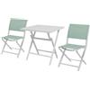 VivaGarden Set da Giardino 3 Pezzi Pieghevoli in Alluminio con 2 Sedie 47x54x83 cm e Tavolo 70x70x72 cm colore Verde - 0GNAM528