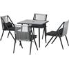 VivaGarden Set da Giardino con 4 Sedie con Cuscini e Tavolo da Pranzo Quadrato in Vetro colore Grigio Scuro - 0CGAM519