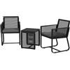 VivaGarden Set da Giardino in Rattan con 2 Poltroncine con Cuscini e Tavolino da Caffè in Vetro colore Nero - 0BKAM493