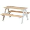 Inter Link Tavolino da Giardino Rettangolare cm 90x82x50h per Bambini con 2 Sedie ideale per Pic-Nic in Legno colore Bianco - 20705000