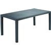 IPAE PROGARDEN Tavolo da Giardino Rettangolare in Polipropilene effetto Rattan 138x78x72h cm colore Antracite - 15104