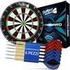 DartPro Bersaglio freccette - Bersaglio in sisal autorigenerante - Bersaglio con fili extra sottili - Bersaglio con 6 freccette professionali - Darts