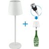 Novaline Lampada da tavolo Led touch Alba Bianca 1,2W portatile e da bottiglia a batteria ricaricabile USB Novaline
