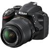 NIKON - D3200 Nero Kit 18-55 VR + 55-300 VR + SD Lexar 8 GB Sensore CMOS Risoluzione 24,2 Mpx Display 3' Filmati Full HD - SPEDIZIONE GRATUITA