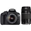 CANON - EOS 1200D Nero Kit 18-55 mm DC III + 75-300mm DC III Sensore CMOS 18Mpx Display 3'' Filmati Full HD GPS