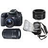 Canon SPEDIZIONE GRATUITA - Canon - Eos 70d + Ef-s 18-55mm Stm + Ef-s 55-250mm Stm + Ef 50mm Stm + Borsa Fotografica Professionale