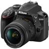 NIKON - Kit Fotocamera D3400 + Obiettivo EF-S 18-55mm + SD Card + Borsa MOS Sensore CMOS 24.2 Mpx Display 3' Filmati Full HD NFC Wi-Fi Nero - SPEDIZIONE GRATUITA