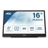 AOC - Monitor 15.6' LED IPS Touch Screen 16T2 1920x1080 Full HD Tempo di Risposta 4 ms