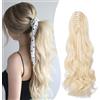 Gairyan 50cm Coda Capelli Extension con Pinza Biondo Posticci per Capelli Sintetici Coda di Cavallo Claw Ponytail Coda Capelli Extension Clip Ricci Mossi Ondulati Lunghi Parrucchino