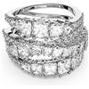 Swarovski Anello Twist Wrap, Taglio misto, Bianco, Placcato rodio