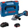 Bosch Professional 18V System Smerigl. Angolare a Batteria Gws 18V-10 P (Motore Brushless, Potenza Equivalente a Smerig. a Filo da 1.000 Watt, Incl. 2 Batter. 5.0 Ah, Caricaba. Gal 1880 Cv, in L-Boxx)