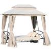 VivaGarden Gazebo Giardino con Dondolo da Giardino 3 Posti Convertibile in Lettino Zanzariera colore Beige - 84A10D