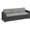 ALLIBERT Divano da Esterno 3 Posti Effetto Rattan con Cuscini 199x68x72h cm Grafite - California