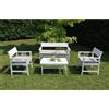 VivaGarden Salotto da Giardino con Divano 2 Posti Tavolino e 2 Poltrone con Cuscini Avvincente in Acacia 115x55x77cm coloreBianco - AC805302