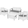 KETER Salotto da Giardino Set da Esterno 4 Pezzi Effetto Rattan con 2 Sedie 1 Divano 1 Tavolino colore Bianco - Corfu Lounge